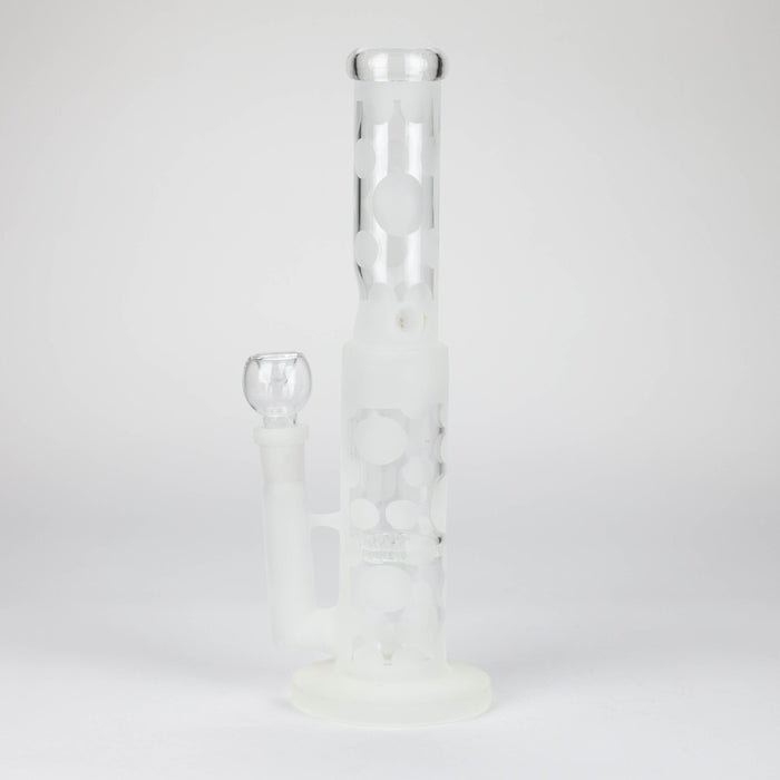 14" Glow in the dark straight tube glass bong with honey comb diffuser