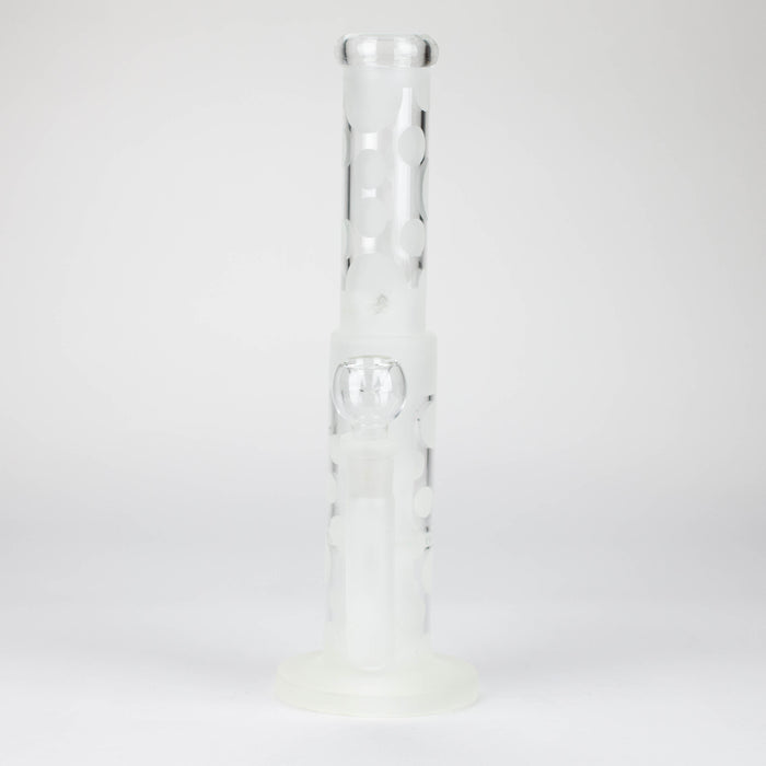 14" Glow in the dark straight tube glass bong with honey comb diffuser