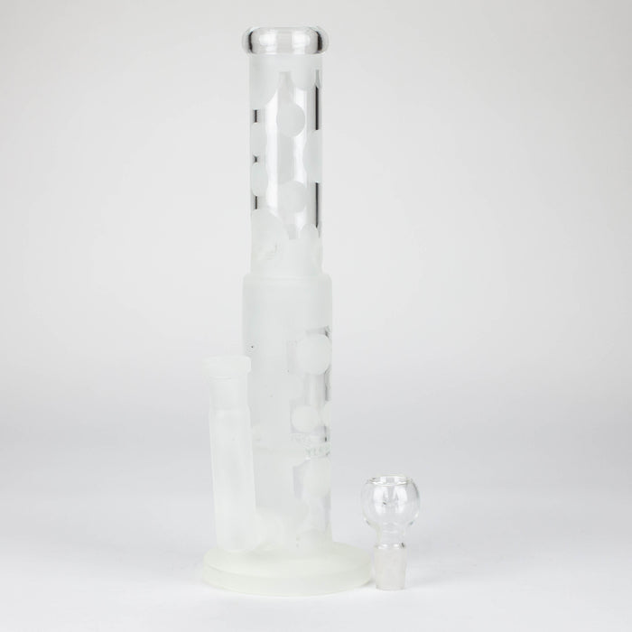 14" Glow in the dark straight tube glass bong with honey comb diffuser