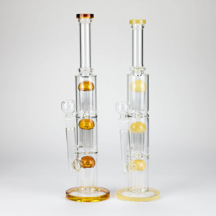 16" straight tube glass water bong with tree-arm percolator and diffuser