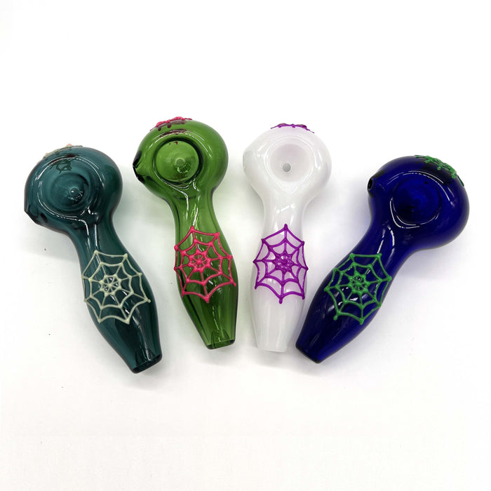 Spider Glow In The Dark Glass Smoking Spoon Hand Pipe