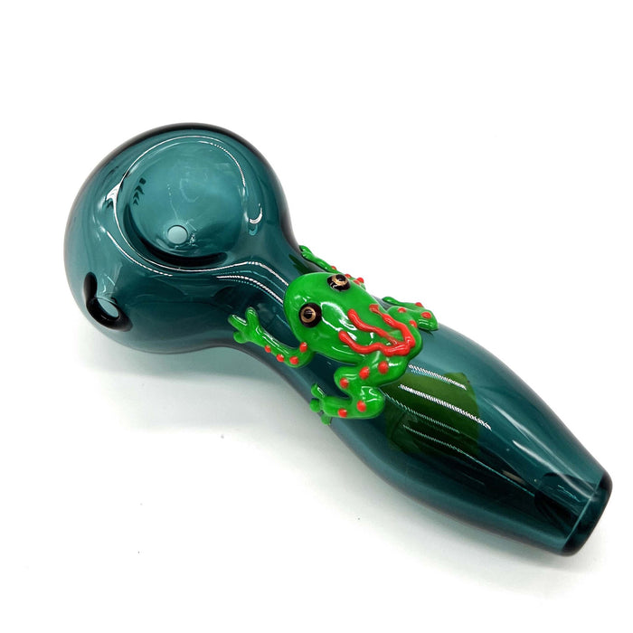 Frog Glow In The Dark Glass Smoking Spoon Hand Pipe