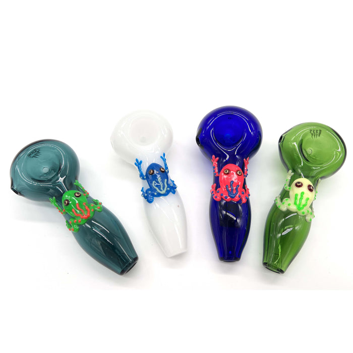 Frog Glow In The Dark Glass Smoking Spoon Hand Pipe