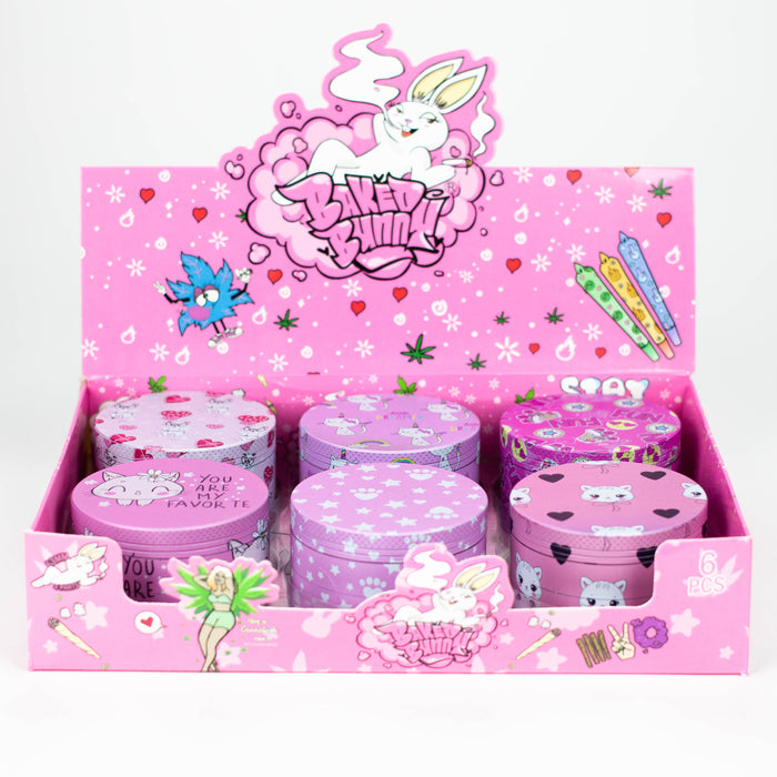 2.5" Metal Grinder 4 Layers with Kitty Design Box of 6