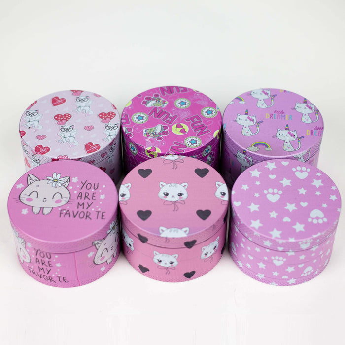 2.5" Metal Grinder 4 Layers with Kitty Design Box of 6