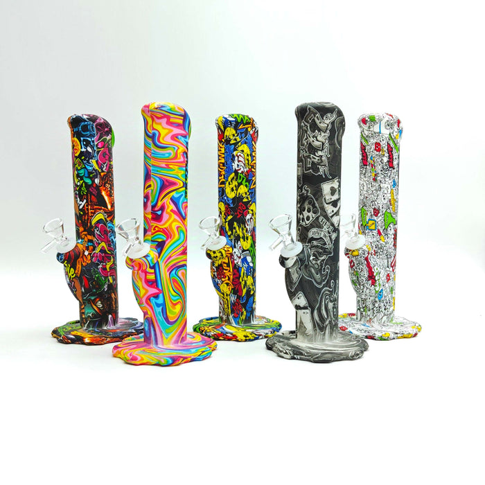 Fortune | 10" Hydrographic Silicone Waterpipe-Assorted [SP1010P]