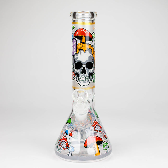 10" Glow in the dark Glass Bong With  Mushroom Skull  Design