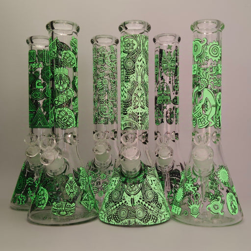 Glow in the dark 14" 7mm Egyptian Design Bong_1