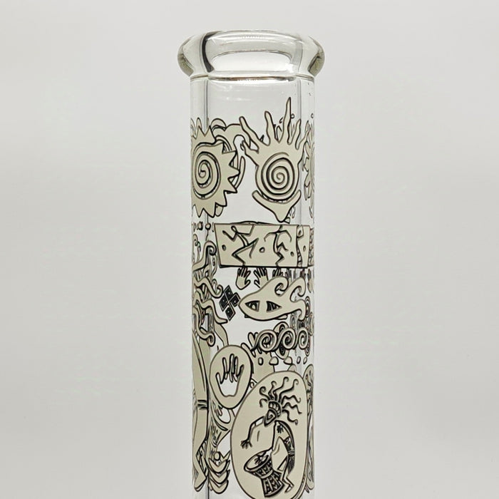 Glow in the dark 14" 7mm Egyptian Design Bong_6