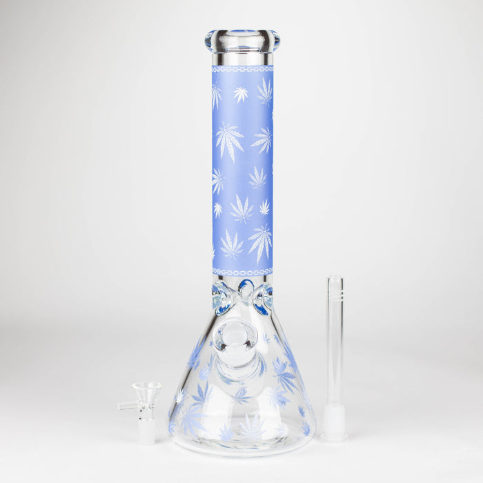 14" 7mm Leaf Design Grown In the Dark Water Bong