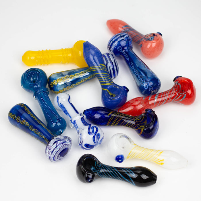 4.5” Assorted design Soft glass hand pipe Jar of 12