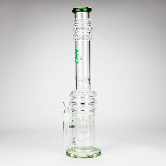 H2O | 18" 7mm glass bong with double layer honeycomb [H2O-5015]