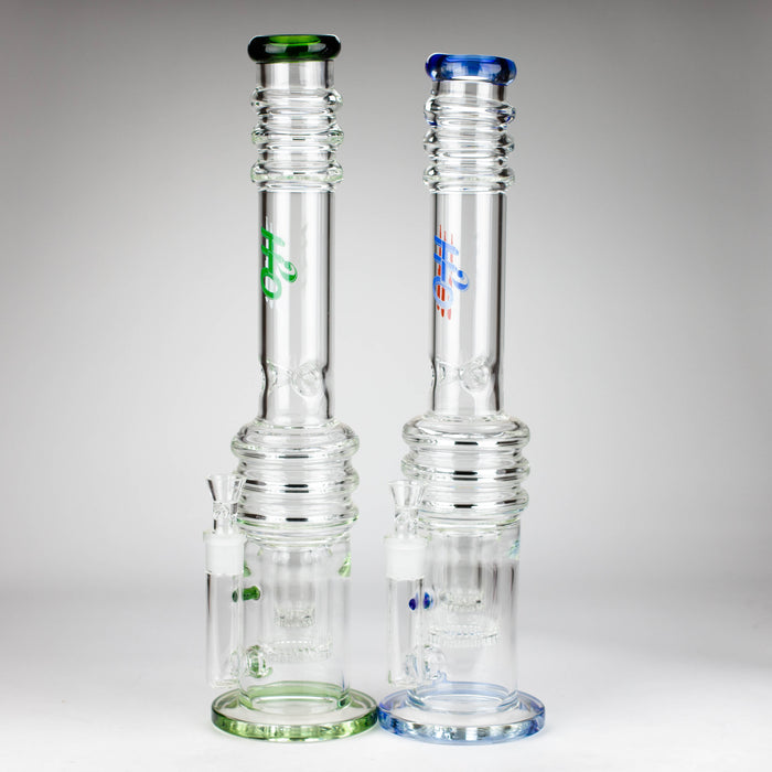 H2O | 18" 7mm glass bong with double layer honeycomb [H2O-5015]