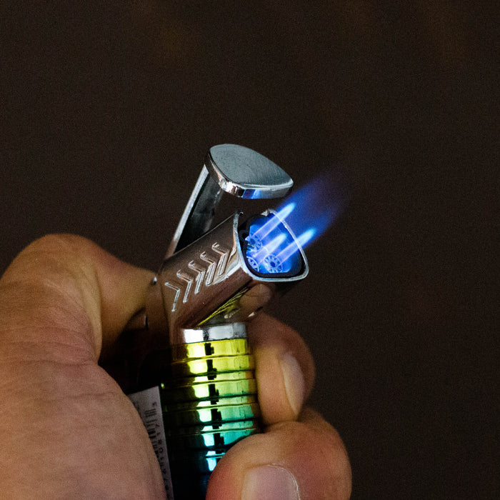 Click It | Shiny Triple Torch Lighter with cigar punch [GH-10817]