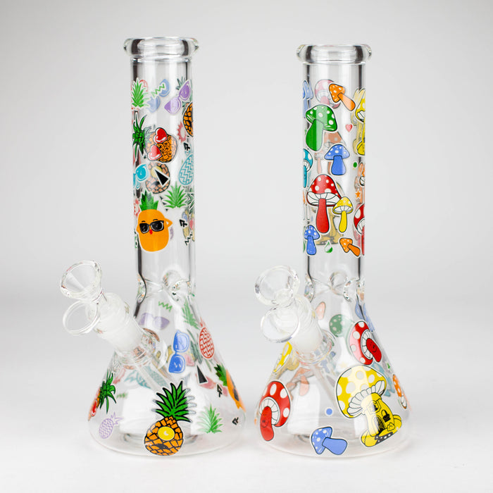 10" Glass Bong With Cartoon Design