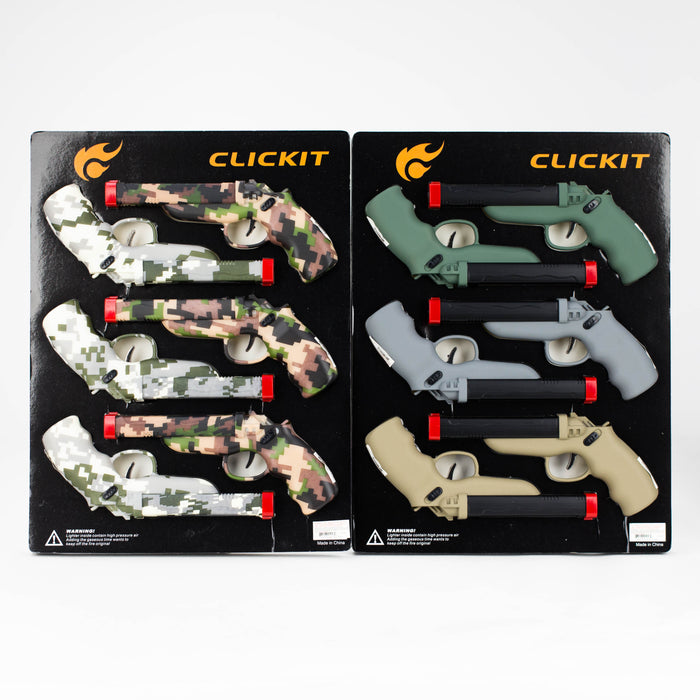 Click It | 8" Pistol Large Dual Torch Lighter [GH-4848]