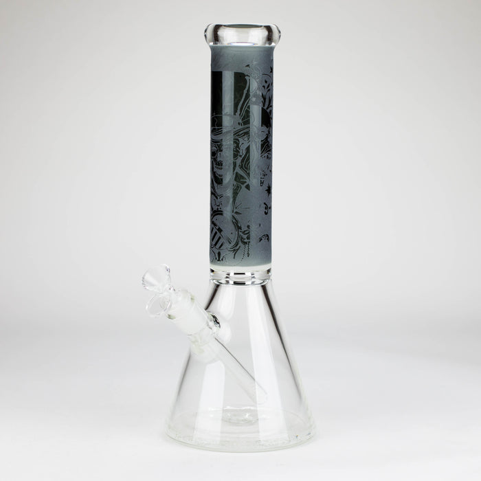 14" High Quality engraved Beaker Glass Bong  [C2664-3]