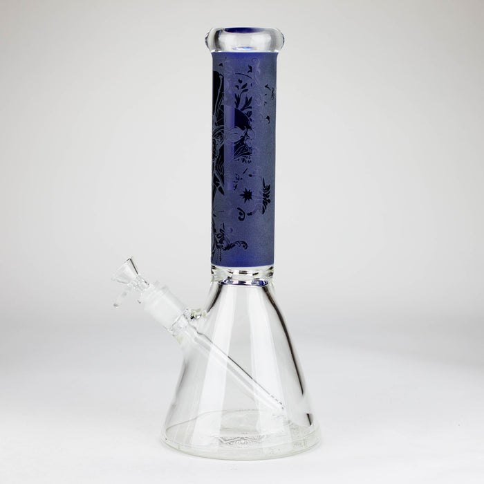 14" High Quality engraved Beaker Glass Bong  [C2664-3]