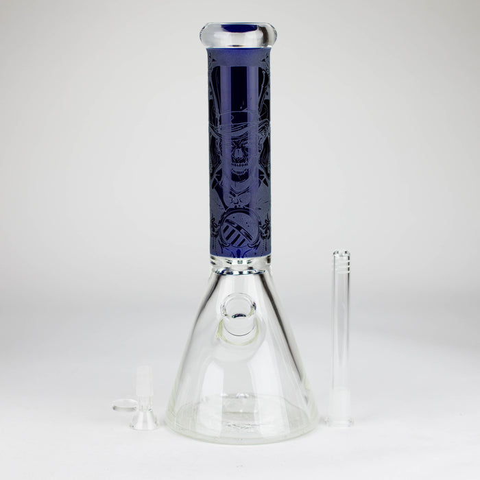 14" High Quality engraved Beaker Glass Bong  [C2664-3]