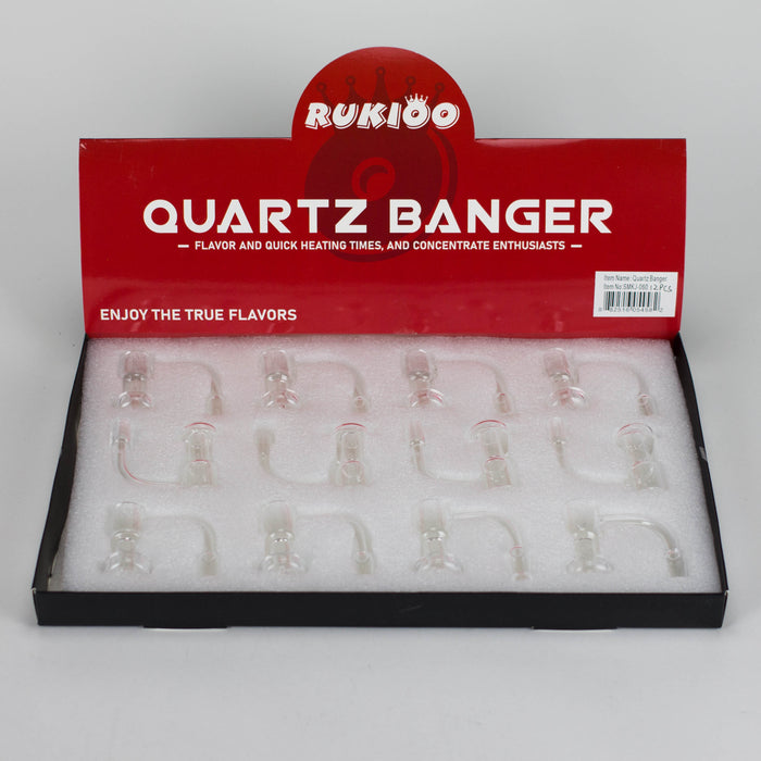 RUKIOO | 14mm Male 90 degree and Terp slup quartz banger-Box of 12 [SMKJ-060]