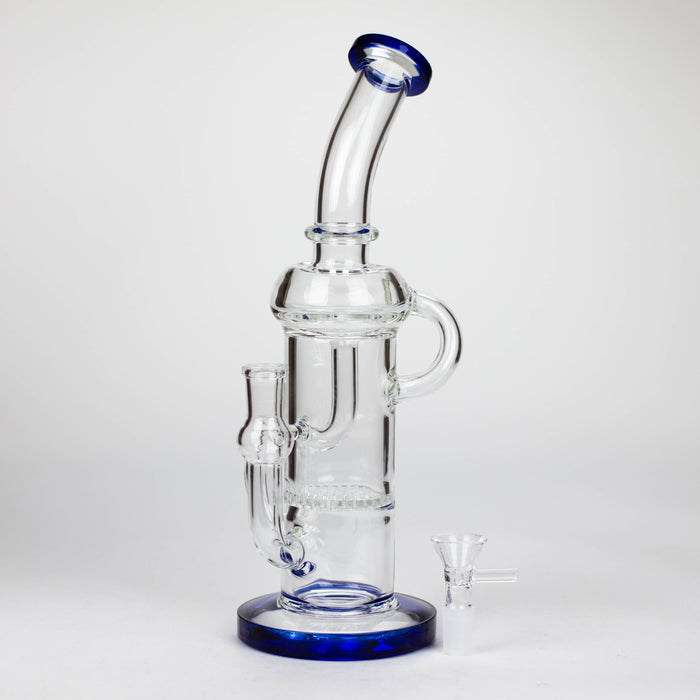 11″ Straight Tube Glass Recycler Bong With Color Base [C1556]