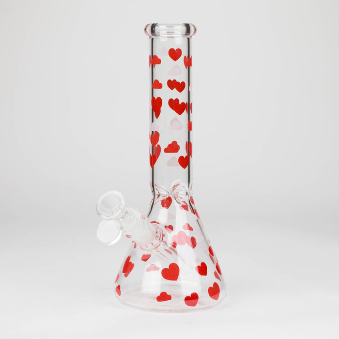 10" Glass Bong With Happy Valentine's Day Design