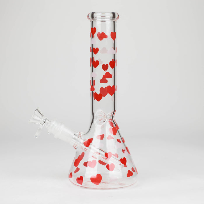 10" Glass Bong With Happy Valentine's Day Design