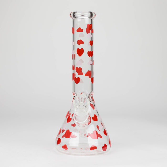 10" Glass Bong With Happy Valentine's Day Design