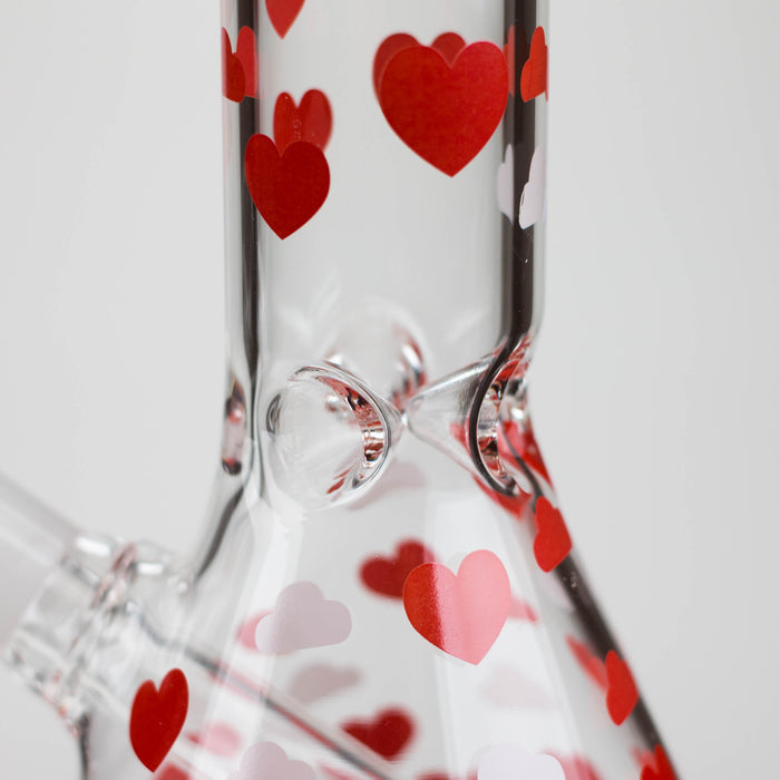 10" Glass Bong With Happy Valentine's Day Design