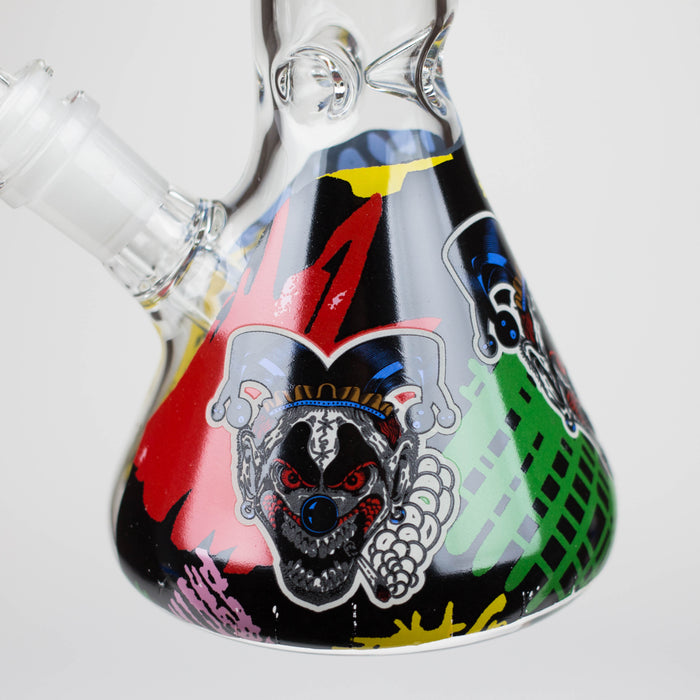 10" Glass Bong With Clown Design