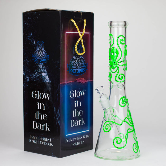 15.5" Glow in the dark beaker glass water bong [AK082]