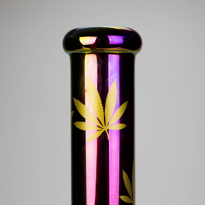 14" Leaf 7mm Glass Bong – Rainbow Oil Slick [AK080]