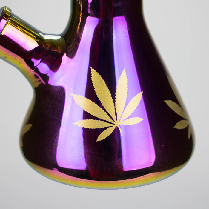 14" Leaf 7mm Glass Bong – Rainbow Oil Slick [AK080]