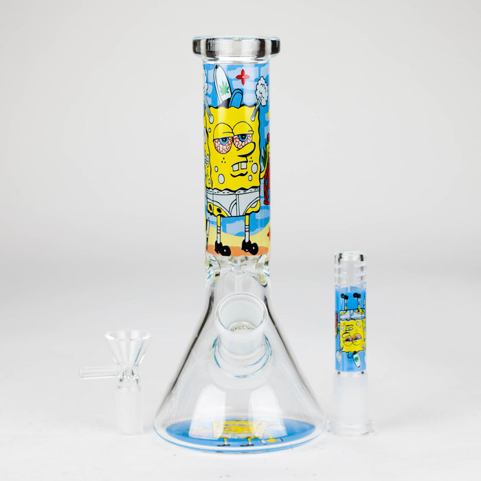 10" 4mm Cartoon Design Beaker Bong [PIP877]