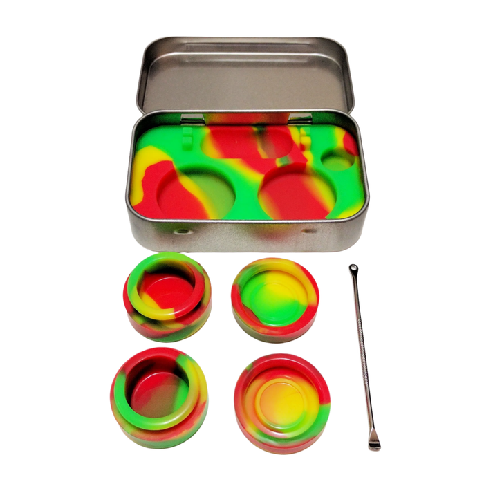 2*5ml Non-Stick Silicone Container Tin Box Set with 1 Steel Dab Tool