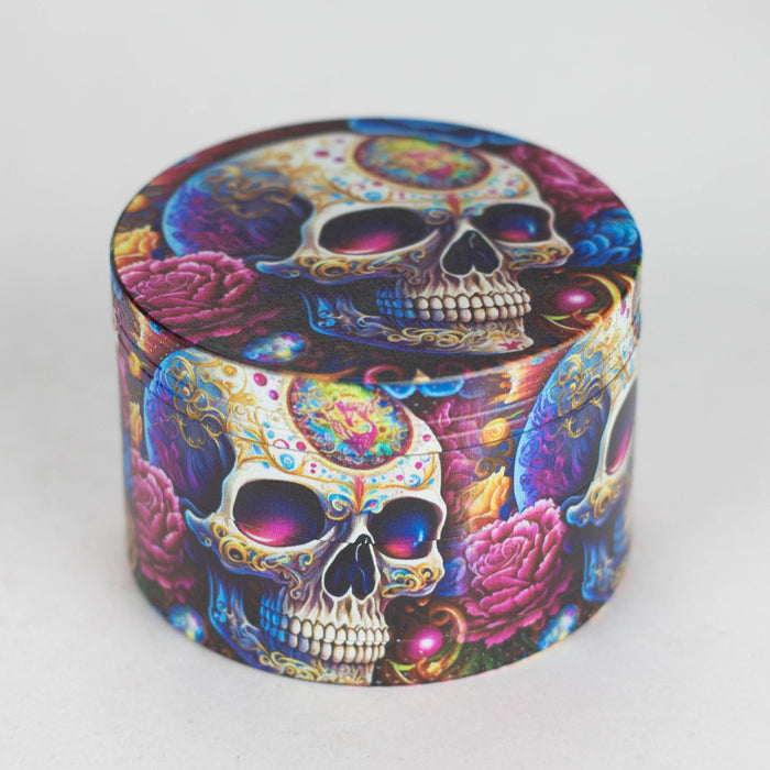 2.5" Metal Grinder 4 Layers with Rose Skull Design Box of 6