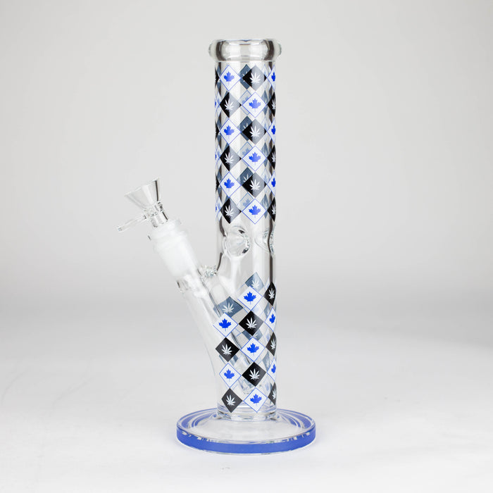 10" Color accented Staight Tube Glass Bong With Maple Leaf Design