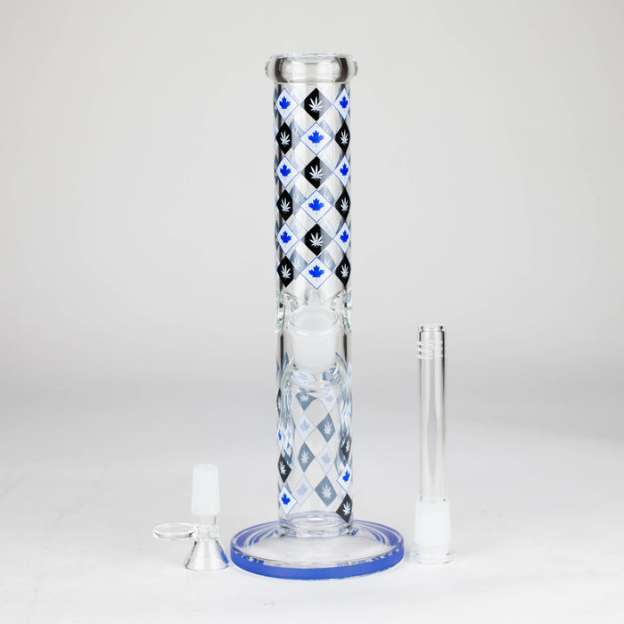 10" Color accented Staight Tube Glass Bong With Maple Leaf Design