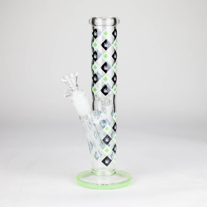 10" Color accented Staight Tube Glass Bong With Maple Leaf Design