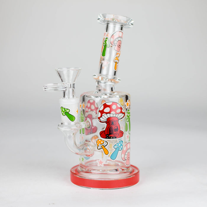 7" Color accented  Glass Bong With Perc- Mushroom Design