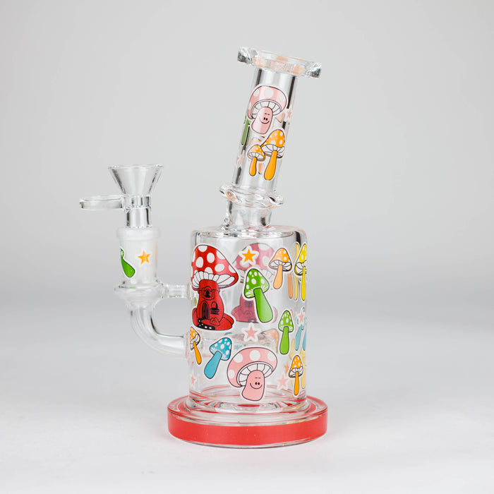 7" Color accented  Glass Bong With Perc- Mushroom Design