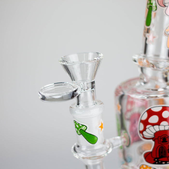 7" Color accented  Glass Bong With Perc- Mushroom Design