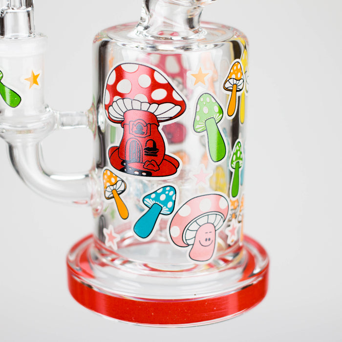 7" Color accented  Glass Bong With Perc- Mushroom Design