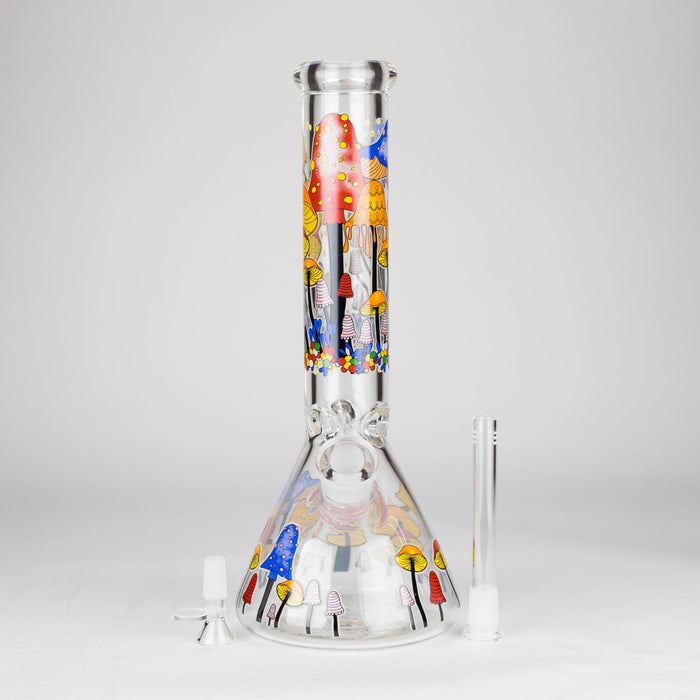 14" 7 mm Glass Bong With Magic Mushroom Design