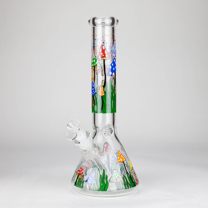 14" 7 mm Glass Bong With Magic Mushroom Design