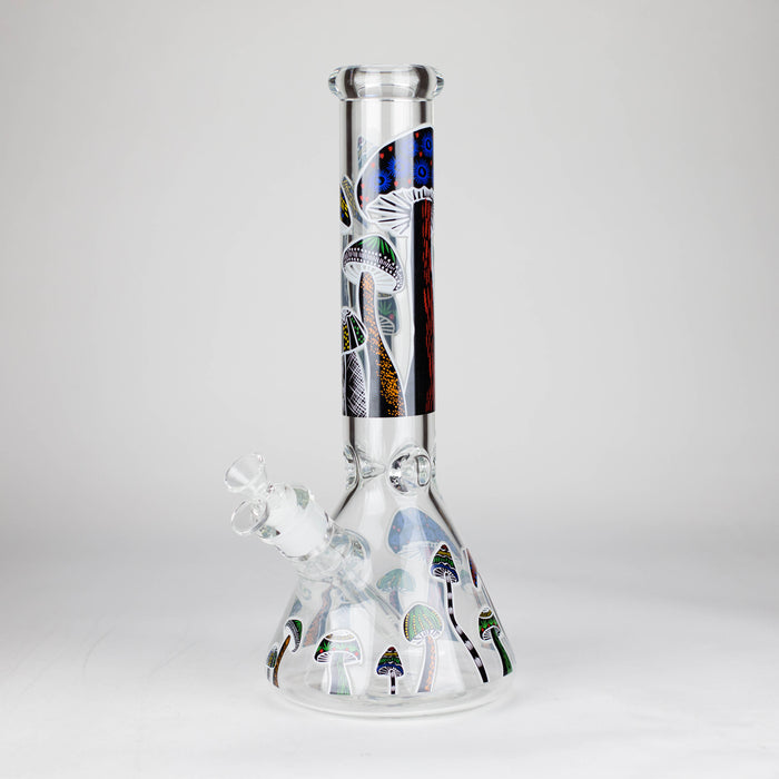 14" 7 mm Glass Bong With Magic Mushroom Design