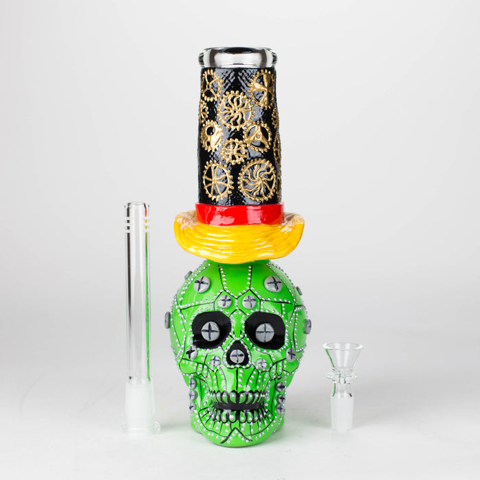 9" Wizard-Themed Sugar Skull Glass Bong [SK05]