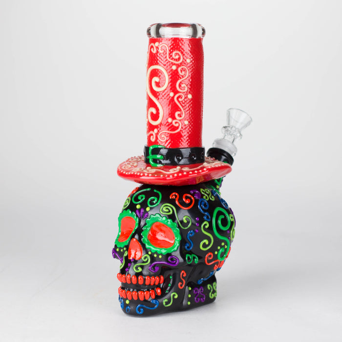 9" Wizard-Themed Sugar Skull Glow-in-the-Dark Glass Bong [SK14]