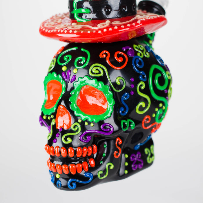 9" Wizard-Themed Sugar Skull Glow-in-the-Dark Glass Bong [SK14]