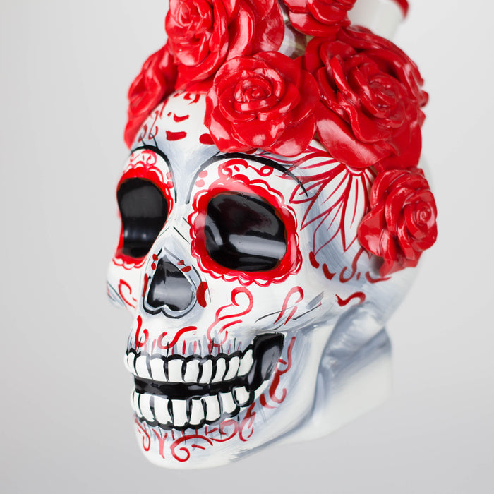 9" Rose sugar skull-themed glass bong [SK16]